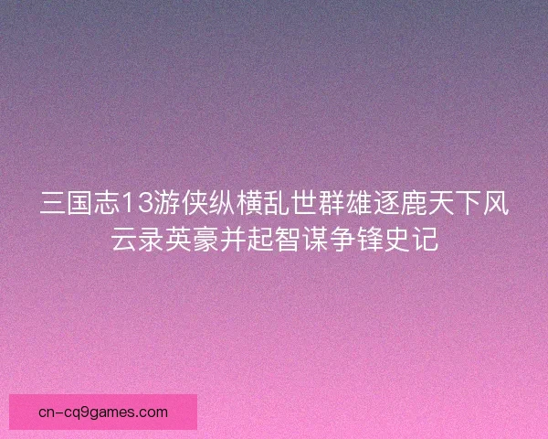 三国志13游侠纵横乱世群雄逐鹿天下风云录英豪并起智谋争锋史记 三国志13游侠纵横乱世群雄逐鹿天下风云录英豪并起智谋争锋史记